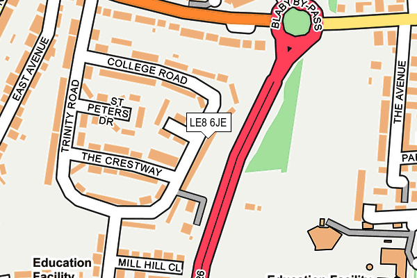 LE8 6JE map - OS OpenMap – Local (Ordnance Survey)
