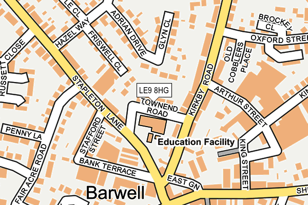LE9 8HG map - OS OpenMap – Local (Ordnance Survey)