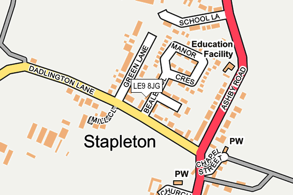 LE9 8JG map - OS OpenMap – Local (Ordnance Survey) LE9 8JG map - OS OpenMap – Local (Ordnance Survey)