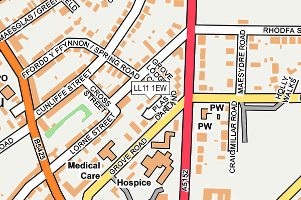 LL11 1EW map - OS OpenMap – Local (Ordnance Survey) LL11 1EW map - OS OpenMap – Local (Ordnance Survey)