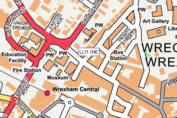 LL11 1HE map - OS OpenMap – Local (Ordnance Survey)