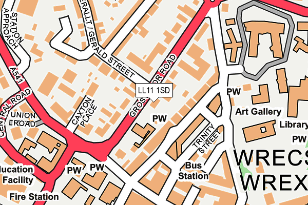 LL11 1SD map - OS OpenMap – Local (Ordnance Survey) LL11 1SD map - OS OpenMap – Local (Ordnance Survey)