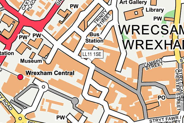 LL11 1SE map - OS OpenMap – Local (Ordnance Survey) LL11 1SE map - OS OpenMap – Local (Ordnance Survey)