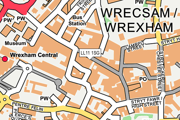 LL11 1SG map - OS OpenMap – Local (Ordnance Survey) LL11 1SG map - OS OpenMap – Local (Ordnance Survey)