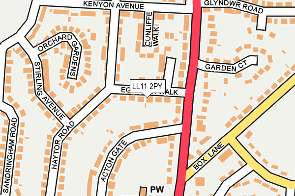 LL11 2PY map - OS OpenMap – Local (Ordnance Survey) LL11 2PY map - OS OpenMap – Local (Ordnance Survey)