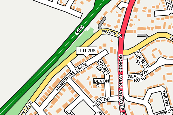 LL11 2US map - OS OpenMap – Local (Ordnance Survey) LL11 2US map - OS OpenMap – Local (Ordnance Survey)