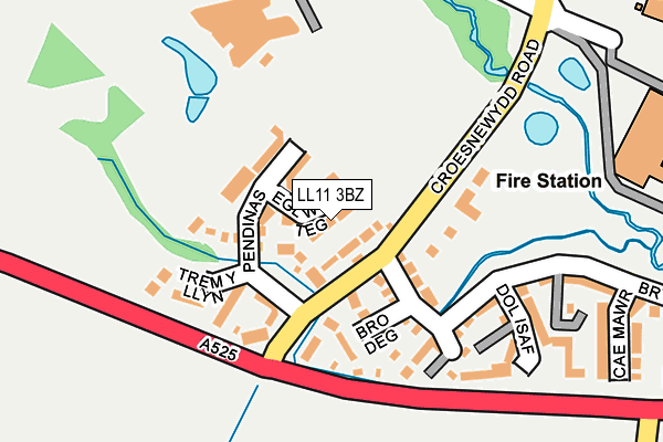 LL11 3BZ map - OS OpenMap – Local (Ordnance Survey) LL11 3BZ map - OS OpenMap – Local (Ordnance Survey)