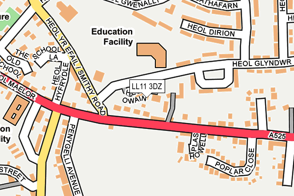 LL11 3DZ map - OS OpenMap – Local (Ordnance Survey) LL11 3DZ map - OS OpenMap – Local (Ordnance Survey)