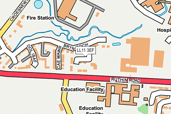 LL11 3EF map - OS OpenMap – Local (Ordnance Survey) LL11 3EF map - OS OpenMap – Local (Ordnance Survey)