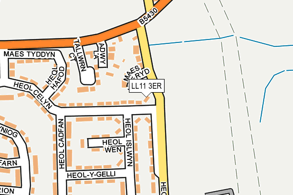 LL11 3ER map - OS OpenMap – Local (Ordnance Survey) LL11 3ER map - OS OpenMap – Local (Ordnance Survey)