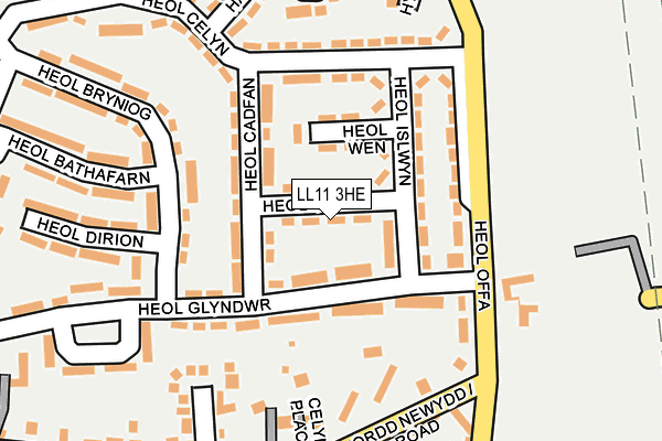 LL11 3HE map - OS OpenMap – Local (Ordnance Survey) LL11 3HE map - OS OpenMap – Local (Ordnance Survey)