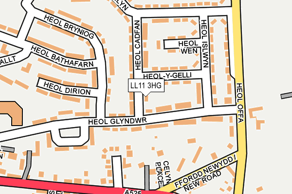 LL11 3HG map - OS OpenMap – Local (Ordnance Survey) LL11 3HG map - OS OpenMap – Local (Ordnance Survey)