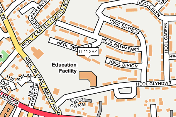 LL11 3HZ map - OS OpenMap – Local (Ordnance Survey) LL11 3HZ map - OS OpenMap – Local (Ordnance Survey)