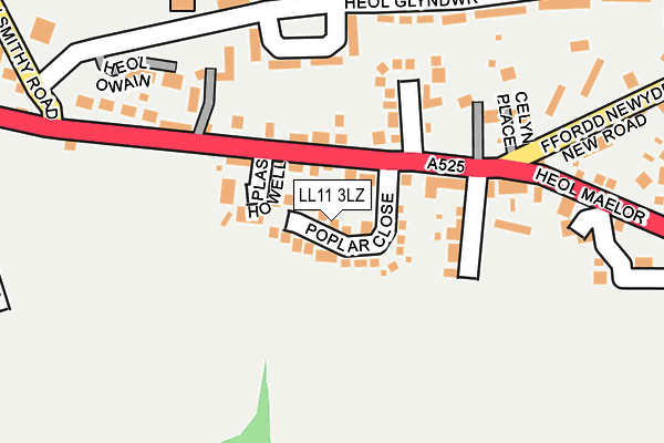 LL11 3LZ map - OS OpenMap – Local (Ordnance Survey) LL11 3LZ map - OS OpenMap – Local (Ordnance Survey)