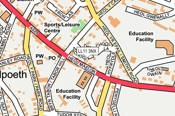 LL11 3NX map - OS OpenMap – Local (Ordnance Survey) LL11 3NX map - OS OpenMap – Local (Ordnance Survey)