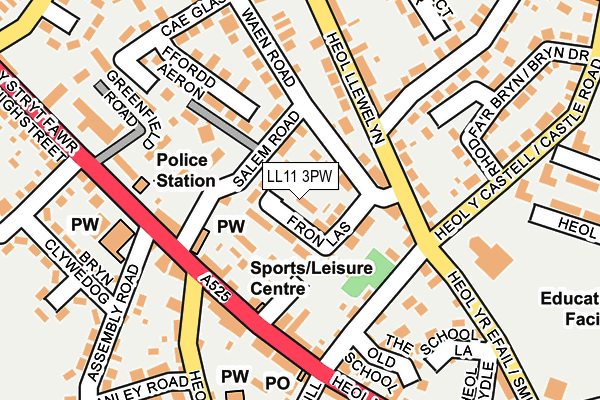 LL11 3PW map - OS OpenMap – Local (Ordnance Survey) LL11 3PW map - OS OpenMap – Local (Ordnance Survey)