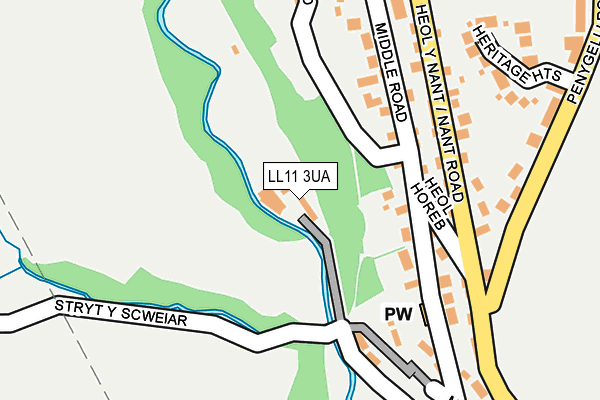 LL11 3UA map - OS OpenMap – Local (Ordnance Survey) LL11 3UA map - OS OpenMap – Local (Ordnance Survey)