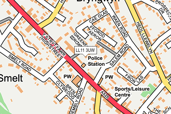 LL11 3UW map - OS OpenMap – Local (Ordnance Survey) LL11 3UW map - OS OpenMap – Local (Ordnance Survey)