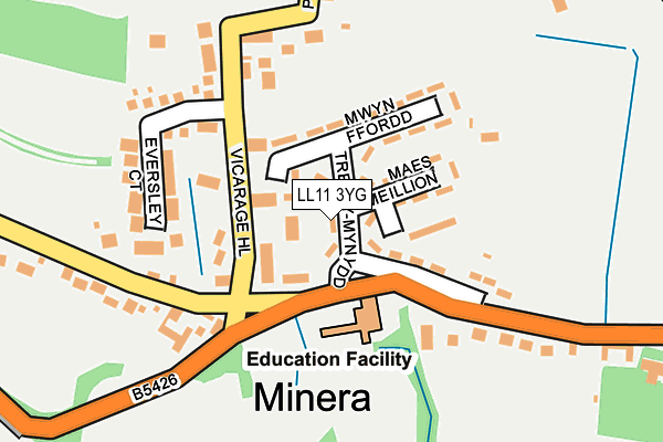 LL11 3YG map - OS OpenMap – Local (Ordnance Survey) LL11 3YG map - OS OpenMap – Local (Ordnance Survey)