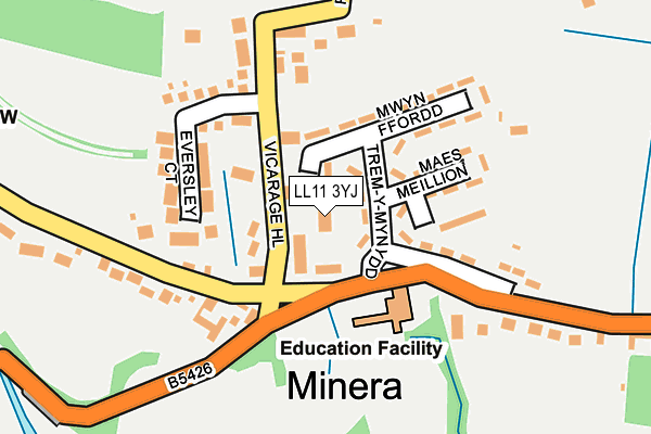 LL11 3YJ map - OS OpenMap – Local (Ordnance Survey) LL11 3YJ map - OS OpenMap – Local (Ordnance Survey)