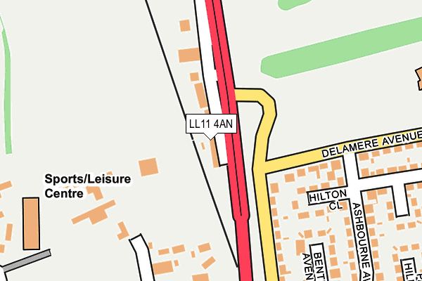 LL11 4AN map - OS OpenMap – Local (Ordnance Survey) LL11 4AN map - OS OpenMap – Local (Ordnance Survey)