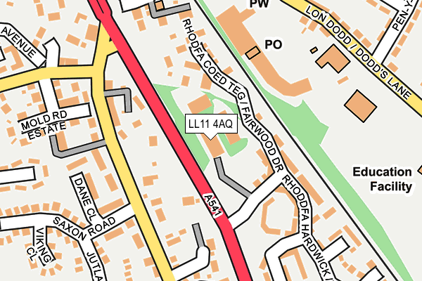 LL11 4AQ map - OS OpenMap – Local (Ordnance Survey) LL11 4AQ map - OS OpenMap – Local (Ordnance Survey)