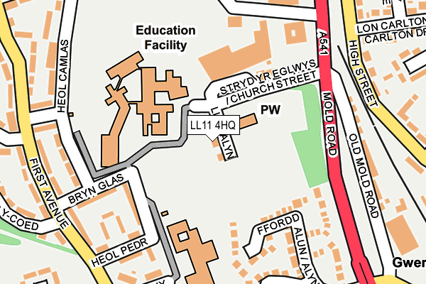 LL11 4HQ map - OS OpenMap – Local (Ordnance Survey) LL11 4HQ map - OS OpenMap – Local (Ordnance Survey)