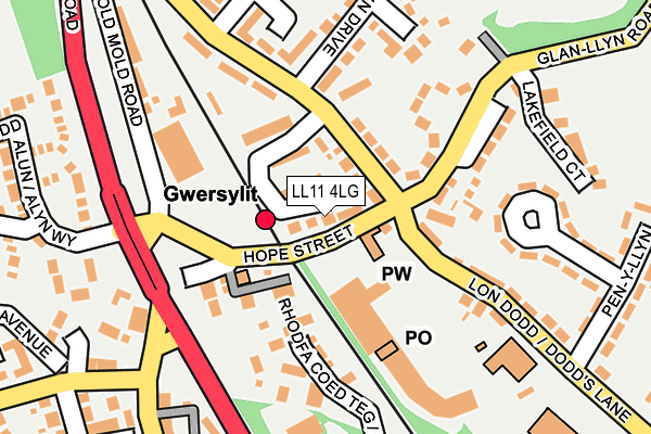 LL11 4LG map - OS OpenMap – Local (Ordnance Survey) LL11 4LG map - OS OpenMap – Local (Ordnance Survey)