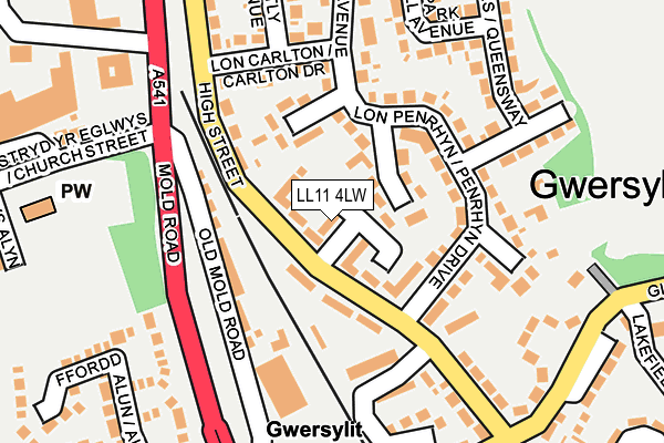 LL11 4LW map - OS OpenMap – Local (Ordnance Survey) LL11 4LW map - OS OpenMap – Local (Ordnance Survey)