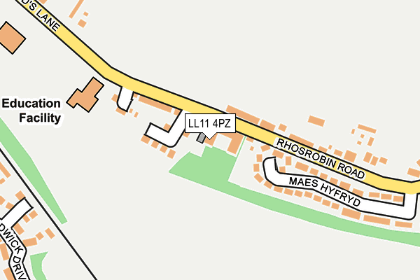 LL11 4PZ map - OS OpenMap – Local (Ordnance Survey) LL11 4PZ map - OS OpenMap – Local (Ordnance Survey)