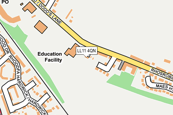 LL11 4QN map - OS OpenMap – Local (Ordnance Survey) LL11 4QN map - OS OpenMap – Local (Ordnance Survey)