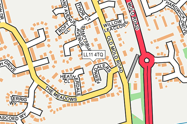 LL11 4TQ map - OS OpenMap – Local (Ordnance Survey) LL11 4TQ map - OS OpenMap – Local (Ordnance Survey)