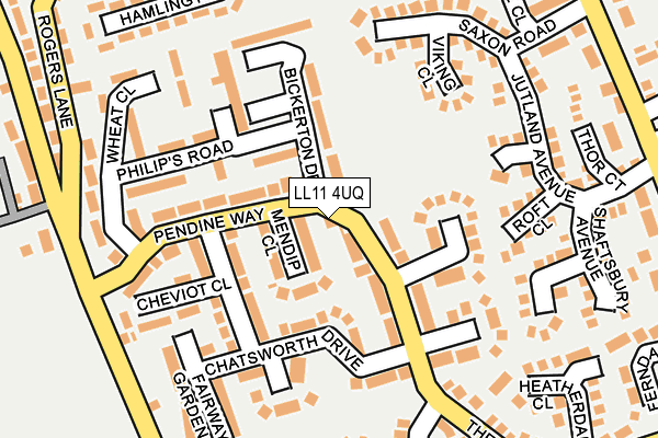 LL11 4UQ map - OS OpenMap – Local (Ordnance Survey) LL11 4UQ map - OS OpenMap – Local (Ordnance Survey)