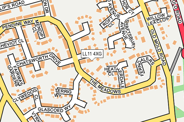 LL11 4XG map - OS OpenMap – Local (Ordnance Survey) LL11 4XG map - OS OpenMap – Local (Ordnance Survey)