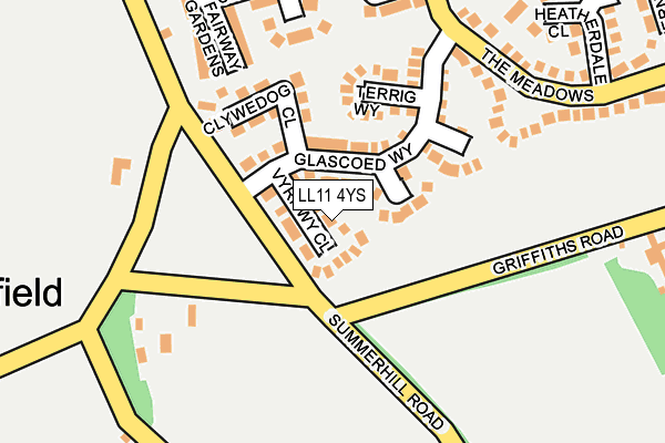 LL11 4YS map - OS OpenMap – Local (Ordnance Survey) LL11 4YS map - OS OpenMap – Local (Ordnance Survey)