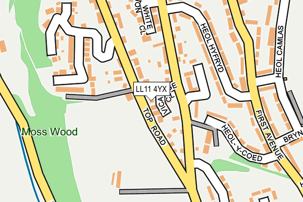 LL11 4YX map - OS OpenMap – Local (Ordnance Survey) LL11 4YX map - OS OpenMap – Local (Ordnance Survey)