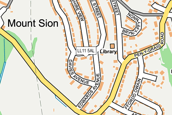 LL11 5AL map - OS OpenMap – Local (Ordnance Survey) LL11 5AL map - OS OpenMap – Local (Ordnance Survey)