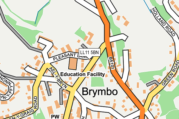 LL11 5BN map - OS OpenMap – Local (Ordnance Survey) LL11 5BN map - OS OpenMap – Local (Ordnance Survey)