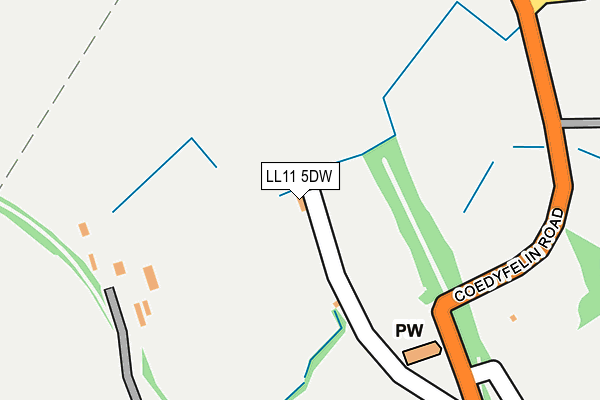 LL11 5DW map - OS OpenMap – Local (Ordnance Survey) LL11 5DW map - OS OpenMap – Local (Ordnance Survey)