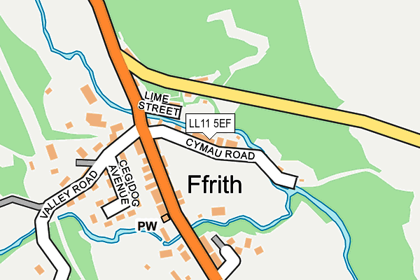 LL11 5EF map - OS OpenMap – Local (Ordnance Survey) LL11 5EF map - OS OpenMap – Local (Ordnance Survey)