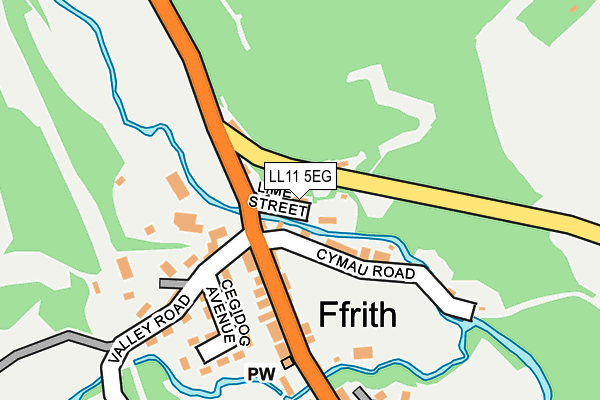 LL11 5EG map - OS OpenMap – Local (Ordnance Survey)