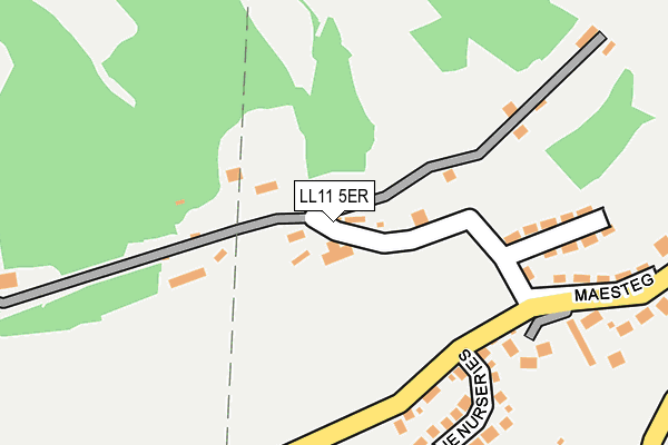 LL11 5ER map - OS OpenMap – Local (Ordnance Survey) LL11 5ER map - OS OpenMap – Local (Ordnance Survey)