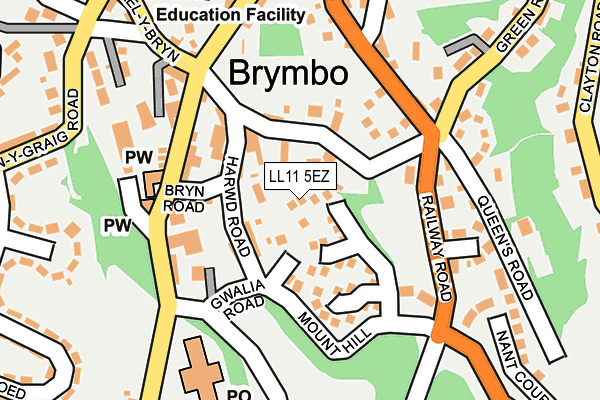 LL11 5EZ map - OS OpenMap – Local (Ordnance Survey) LL11 5EZ map - OS OpenMap – Local (Ordnance Survey)