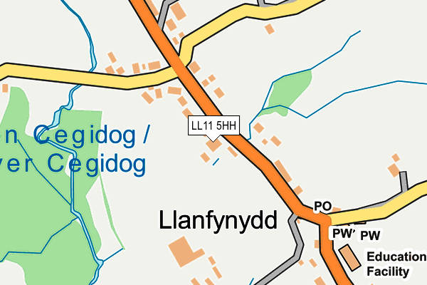 LL11 5HH map - OS OpenMap – Local (Ordnance Survey) LL11 5HH map - OS OpenMap – Local (Ordnance Survey)