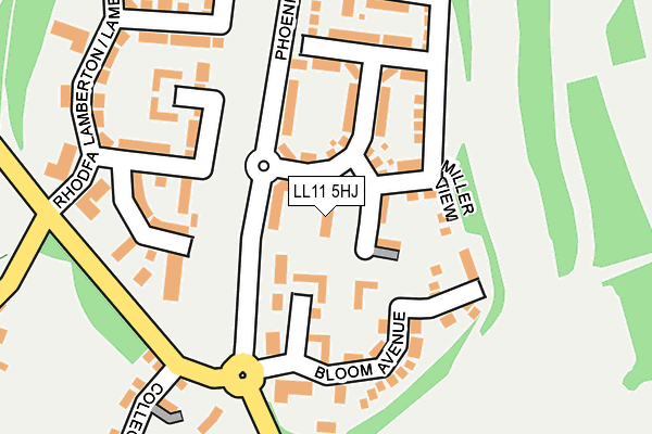 LL11 5HJ map - OS OpenMap – Local (Ordnance Survey) LL11 5HJ map - OS OpenMap – Local (Ordnance Survey)
