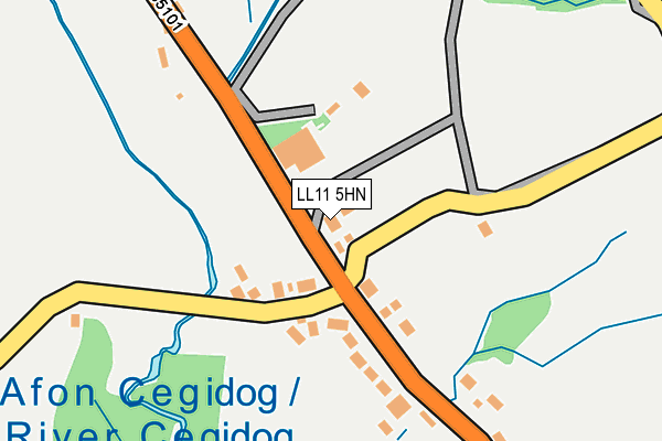 LL11 5HN map - OS OpenMap – Local (Ordnance Survey) LL11 5HN map - OS OpenMap – Local (Ordnance Survey)