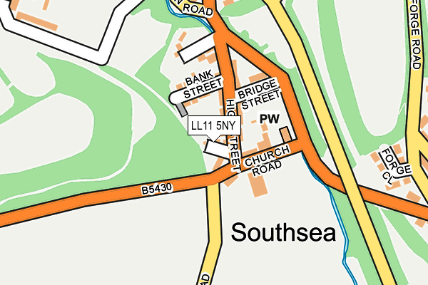 LL11 5NY map - OS OpenMap – Local (Ordnance Survey) LL11 5NY map - OS OpenMap – Local (Ordnance Survey)