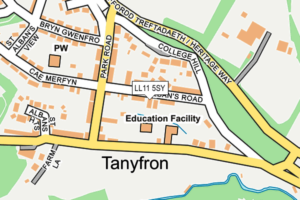 LL11 5SY map - OS OpenMap – Local (Ordnance Survey) LL11 5SY map - OS OpenMap – Local (Ordnance Survey)