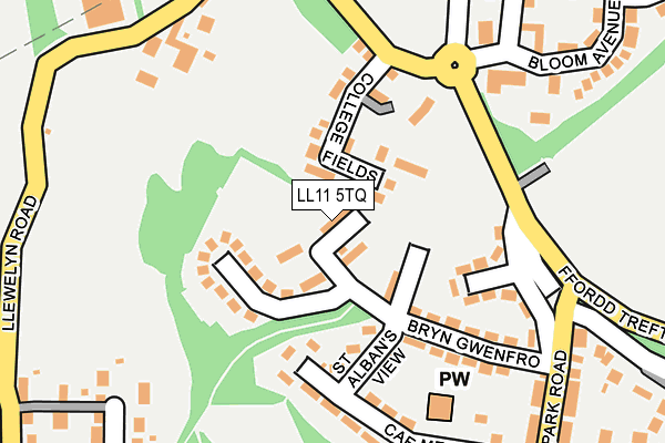 LL11 5TQ map - OS OpenMap – Local (Ordnance Survey) LL11 5TQ map - OS OpenMap – Local (Ordnance Survey)