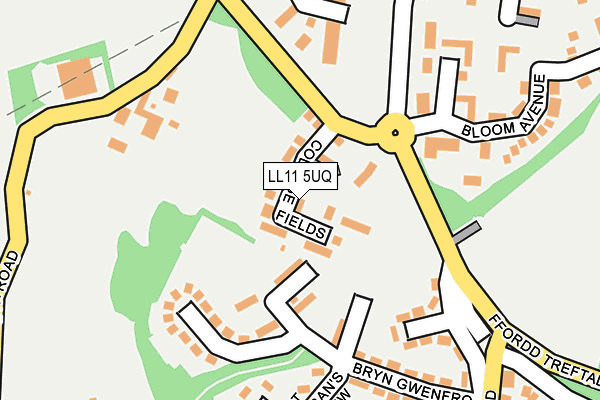 LL11 5UQ map - OS OpenMap – Local (Ordnance Survey) LL11 5UQ map - OS OpenMap – Local (Ordnance Survey)
